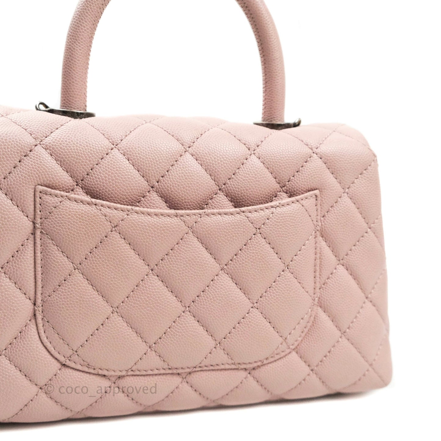 Chanel Mini (Small) Coco Handle Quilted Pink Caviar Ruthenium Hardware