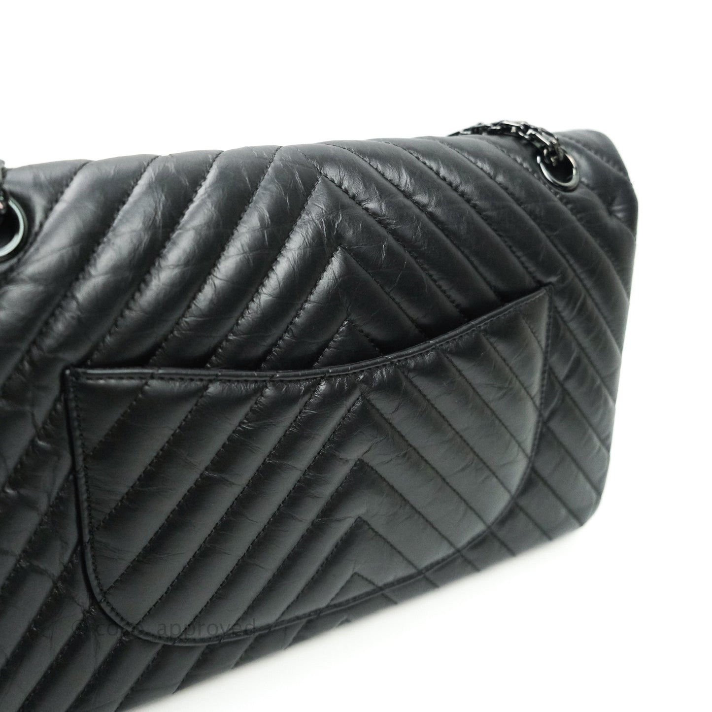 Chanel Reissue Chevron Aged Calfskin So Black Hardware 226