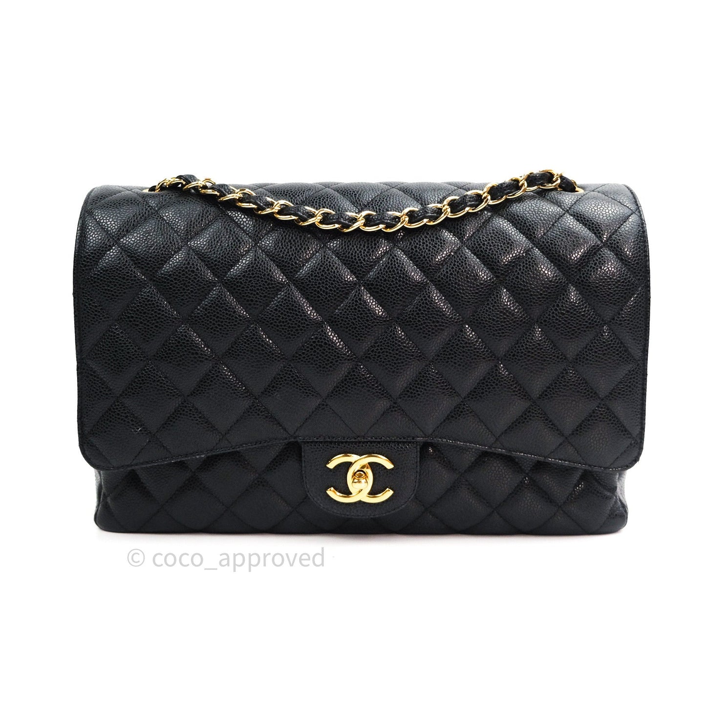 Chanel Classic Double Flap Maxi Black Caviar Gold Hardware