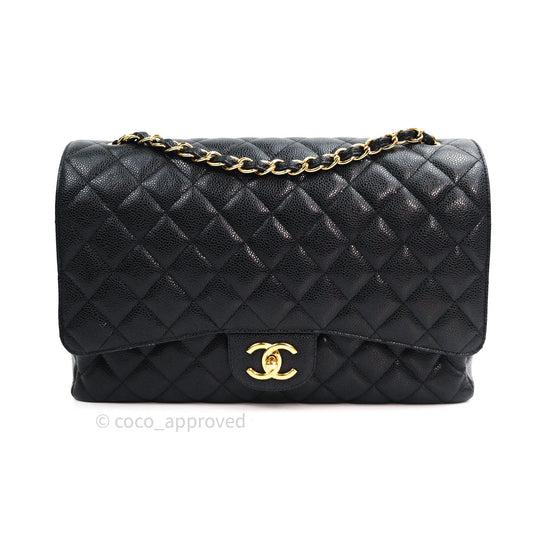 Chanel Classic Double Flap Maxi Black Caviar Gold Hardware