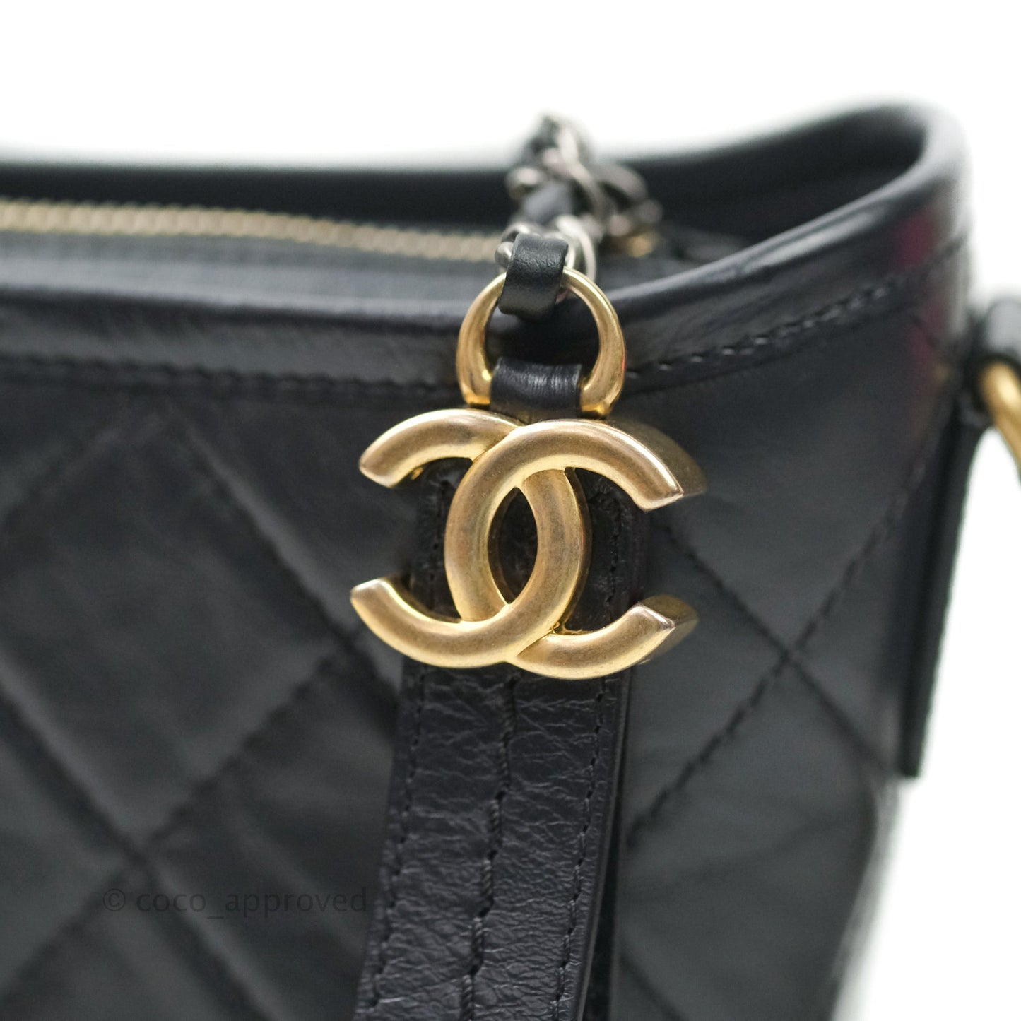 Chanel Quilted Small Gabrielle Hobo Grey Calfskin Mixed Hardware
