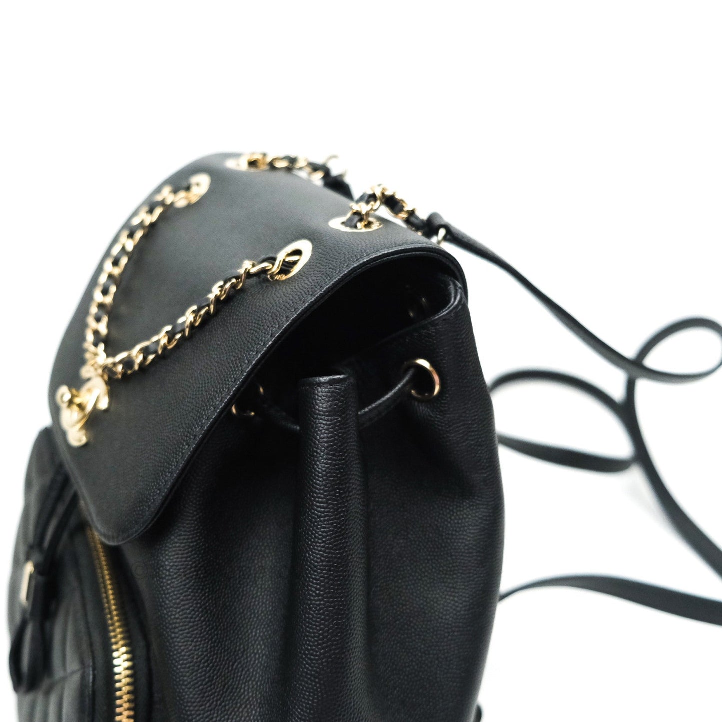 Chanel Quilted Business Affinity Backpack Black Caviar Light Gold Hardware