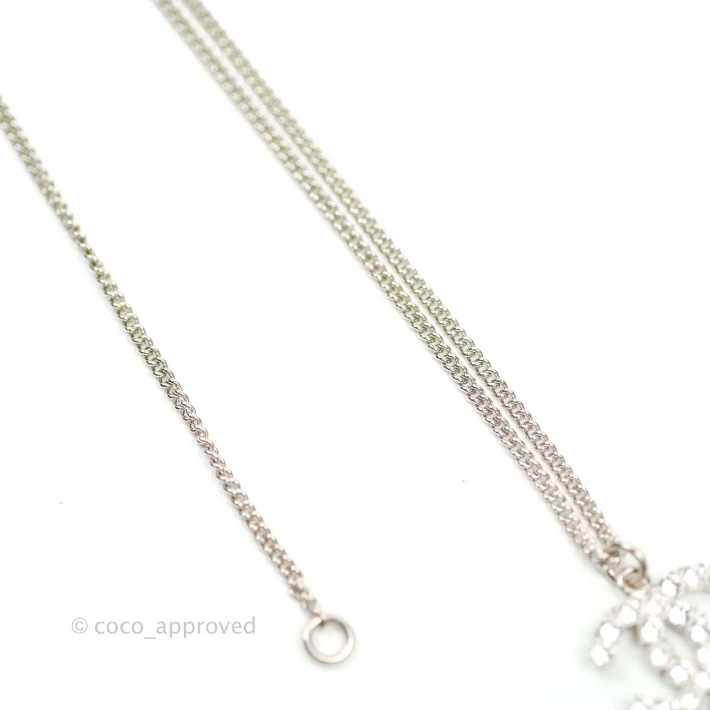Chanel Crystal Silver CC Drop Necklace 18S