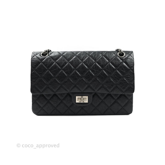 Chanel 2.55 Quilted Reissue 226 Black Aged Calfskin Ruthenium Hardware