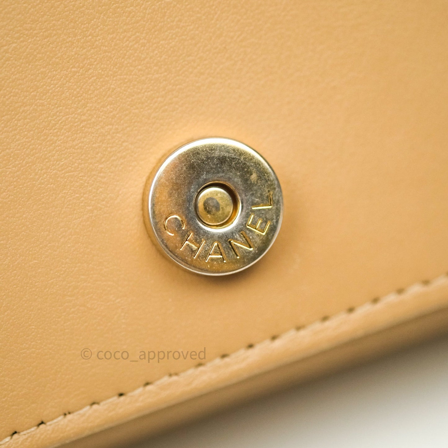 Chanel Quilted Boy Wallet on Chain WOC Beige Caviar Gold Hardware