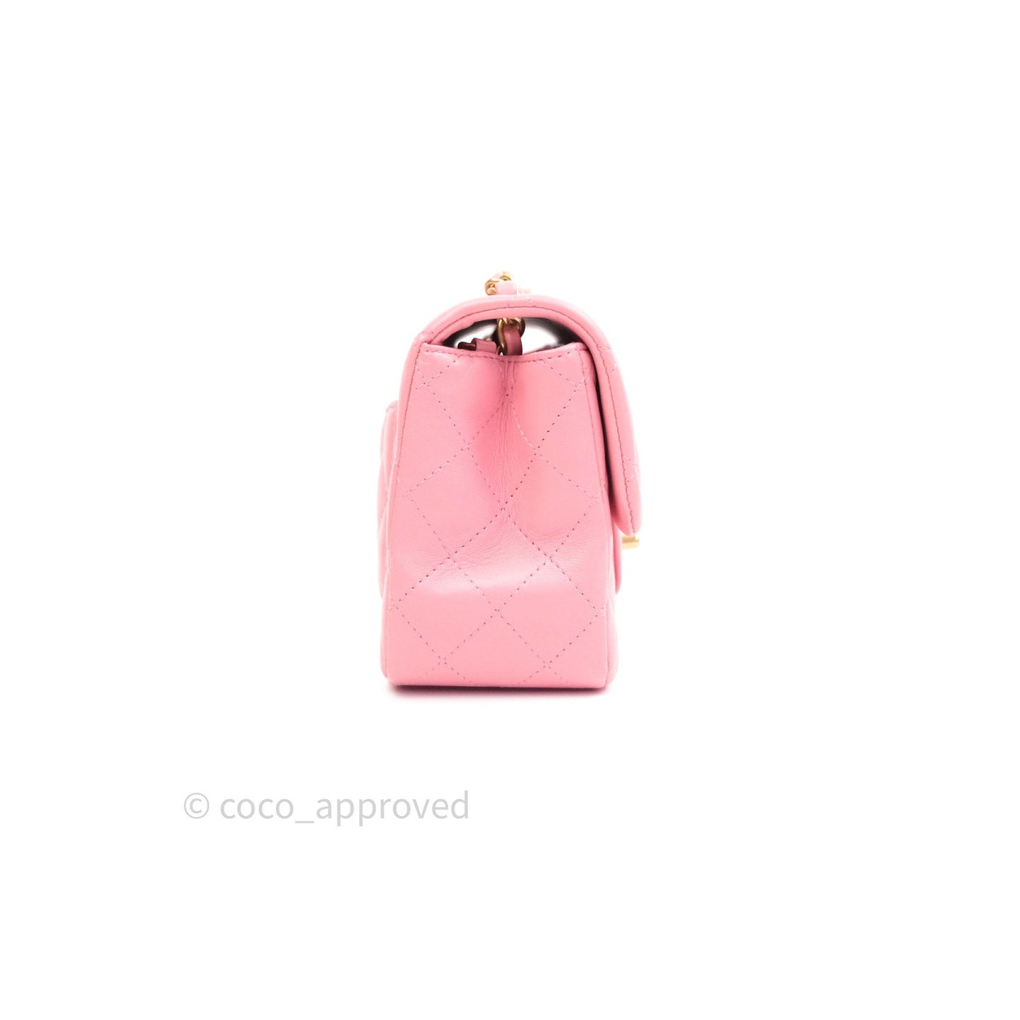 Chanel Mini Square Pink Quilted Lambskin Gold Hardware