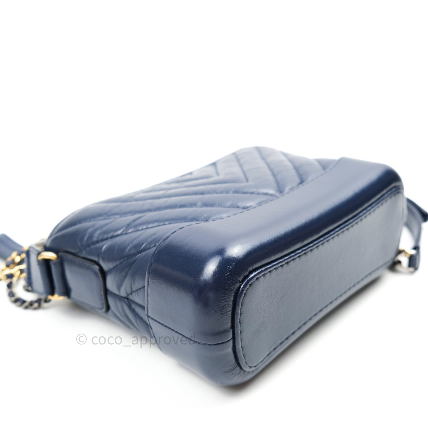 Chanel Chevron Small Gabrielle Hobo Navy Aged Calfskin Mixed Hardware