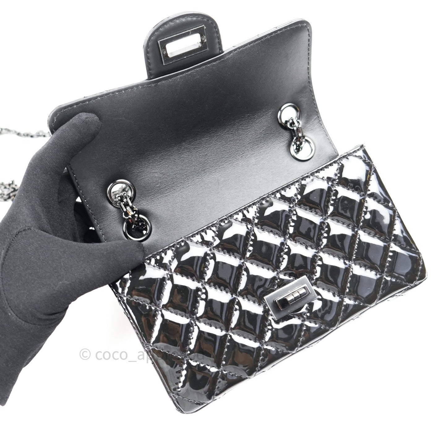 Chanel Mini Reissue 224 So Black Patent Black Hardware