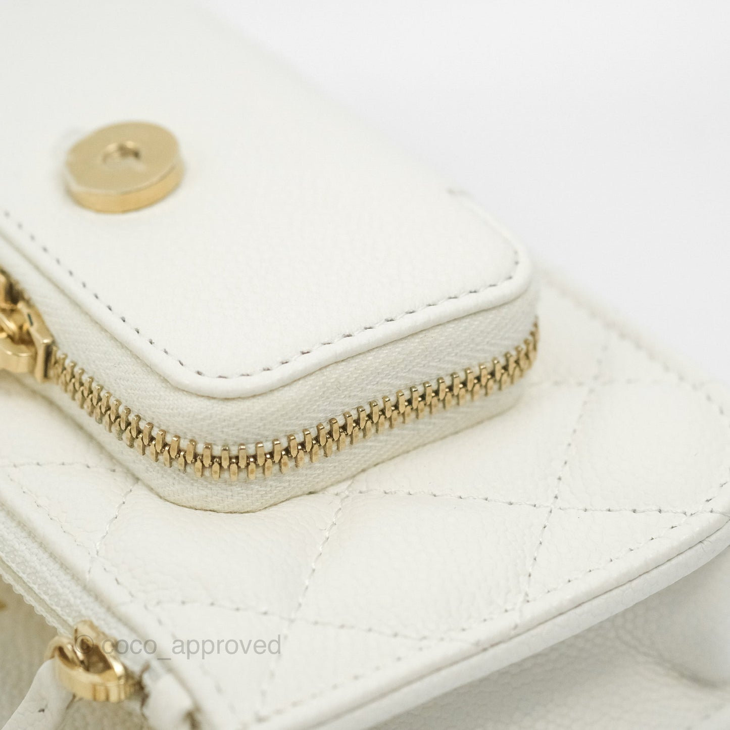 Chanel Business Affinity Clutch With Chain White Caviar Gold Hardware