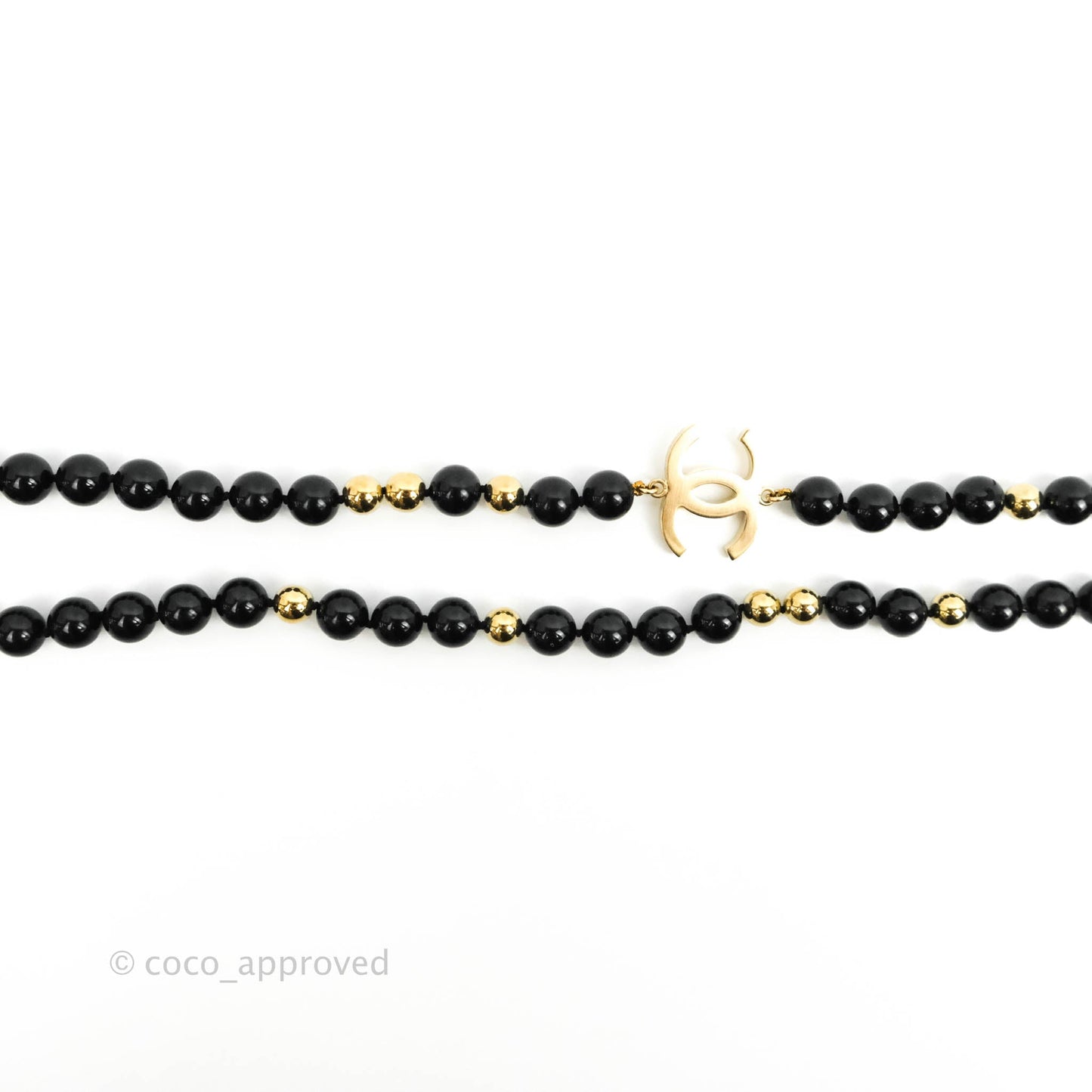 Chanel CC Station Black & Gold Beaded Necklace 16S