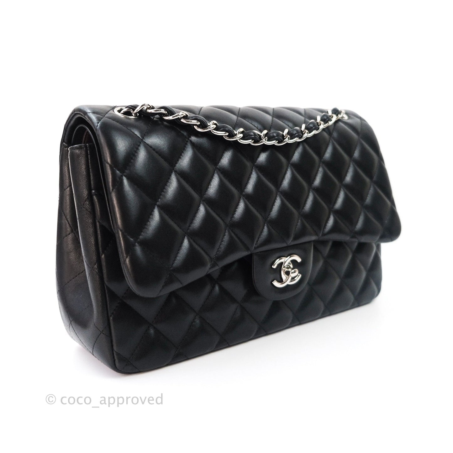 Chanel Jumbo Double Flap Black Lambskin Silver Hardware⁣⁣