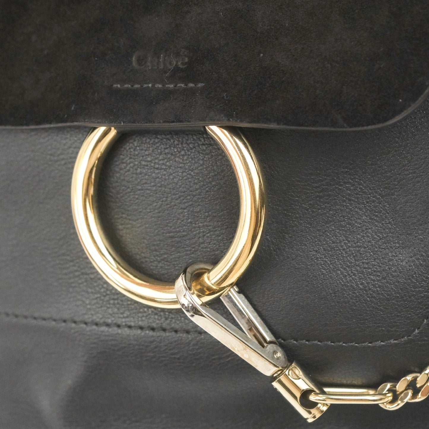 Chloe Small Faye Backpack Suede Calfskin Black Gold Hardware