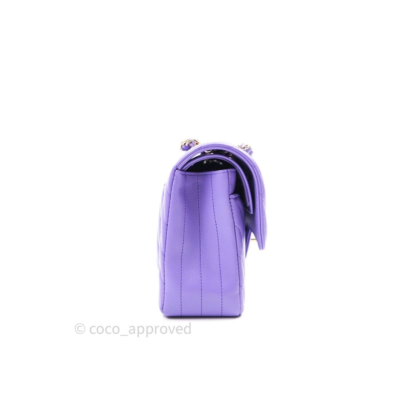 Chanel Classic Small S/M Flap Purple Lambskin Light Gold Hardware
