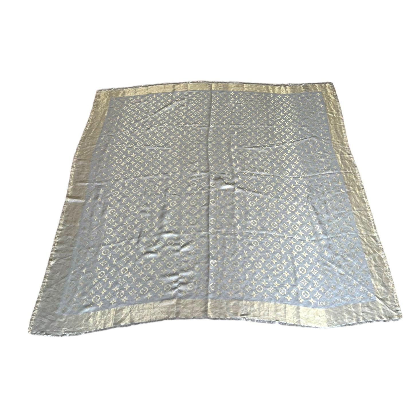 Louis Vuitton Grey and Gold Scarf