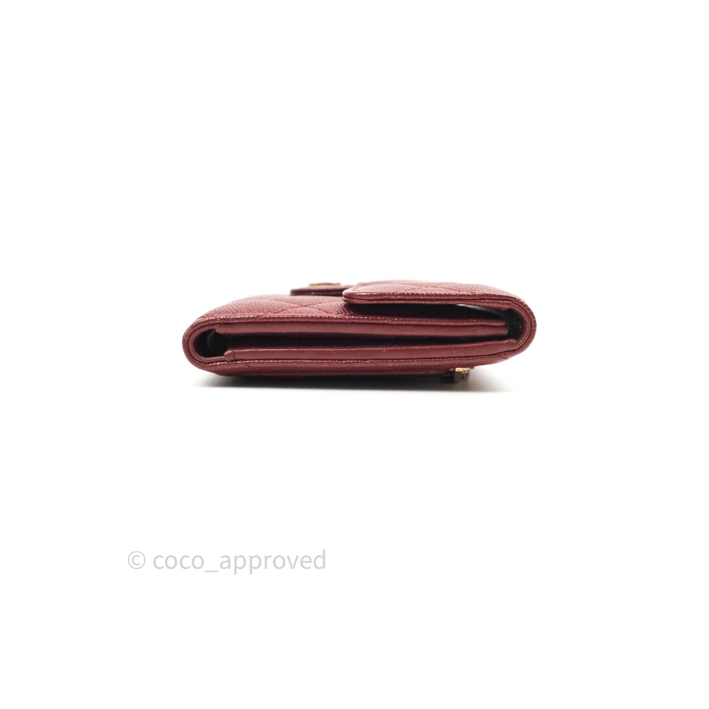 Chanel Classic Small Compact Wallet Iridescent Burgundy Gold Hardware