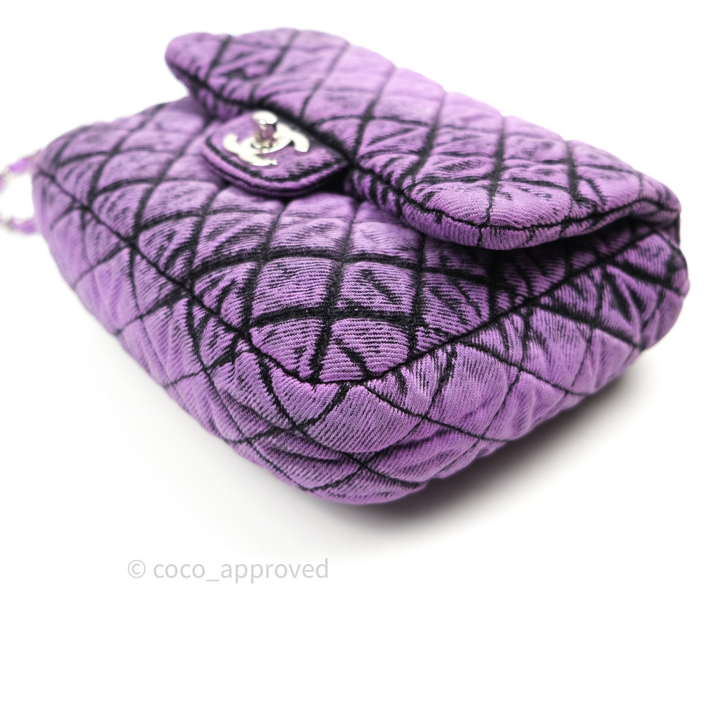 Chanel Denim Quilted Small Flap Purple Black