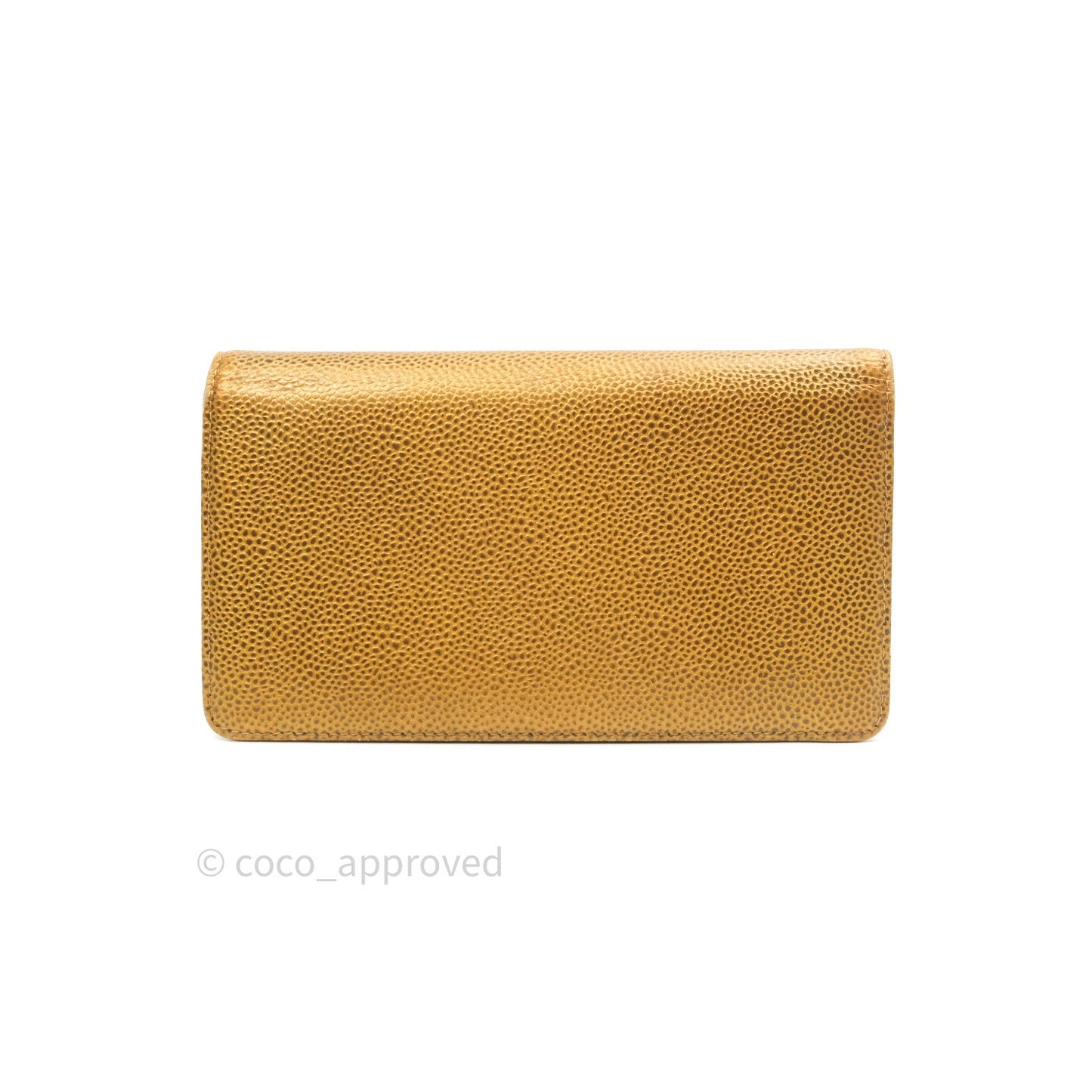 Chanel Leather Quilted Yen Wallet Gold Grained Calfskin