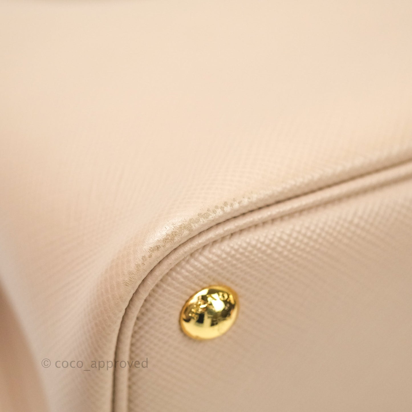 Prada Large Saffiano Cuir Double Prada Bag in Cameo/Rose Gold Hardware