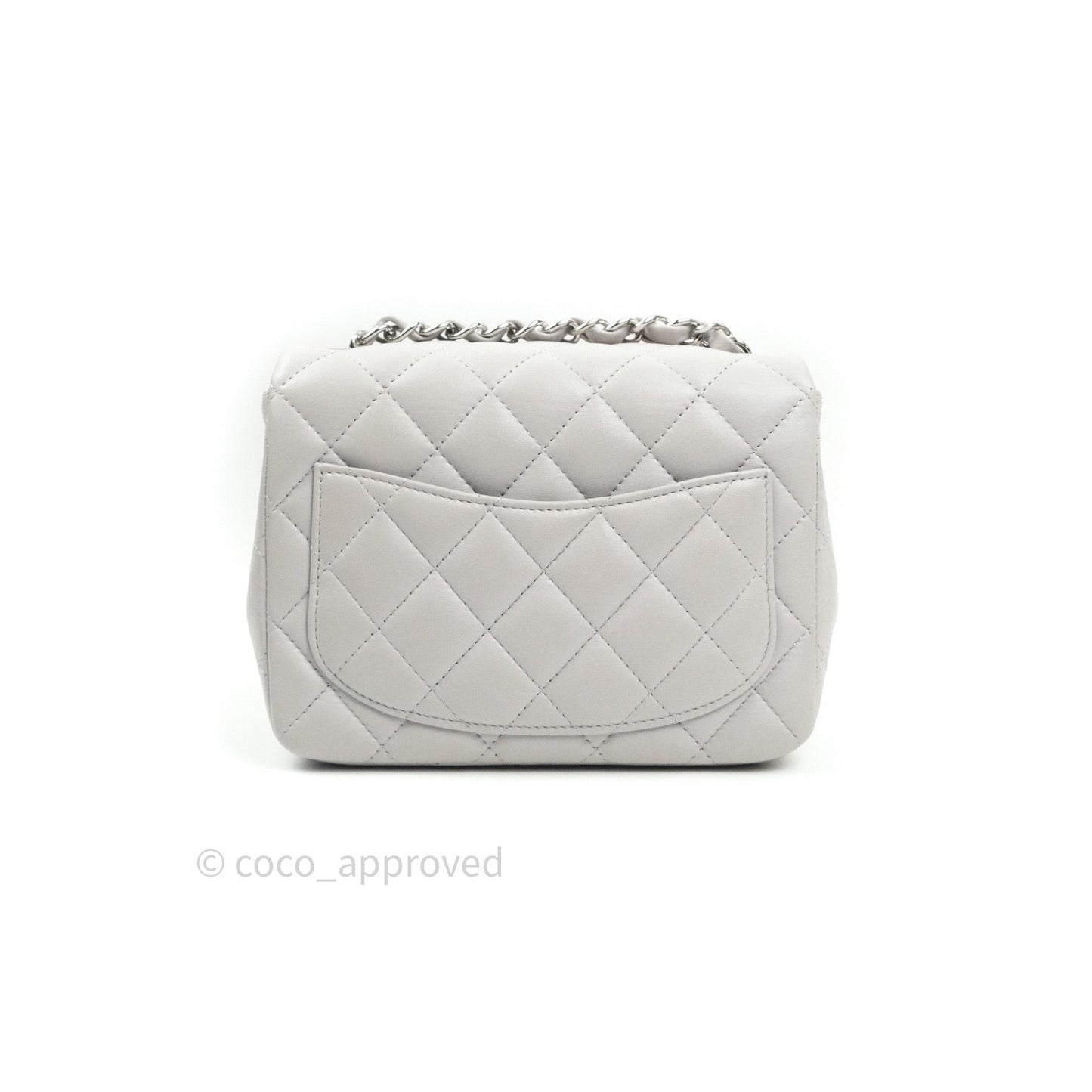 Chanel Mini Square Grey Lambskin Silver Hardware 19B