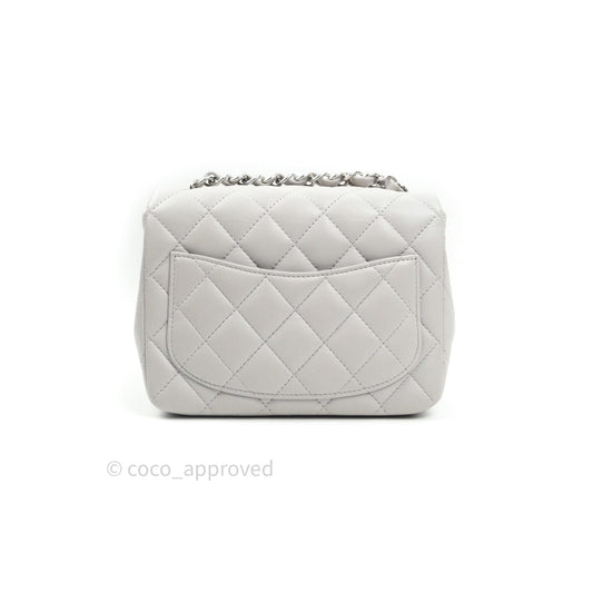 Chanel Mini Square Grey Lambskin Silver Hardware 19B