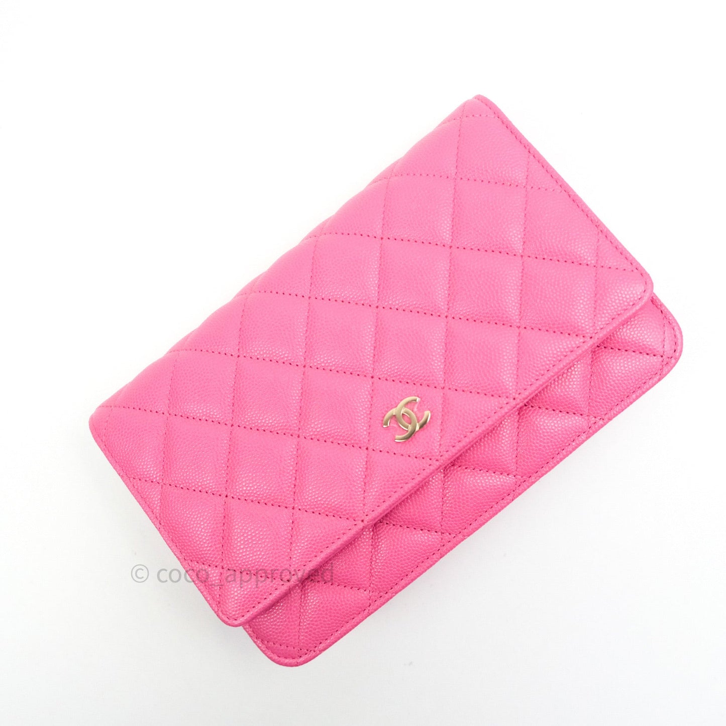 Chanel Caviar Quilted Wallet on Chain WOC Pink Light Gold Hardware 20S