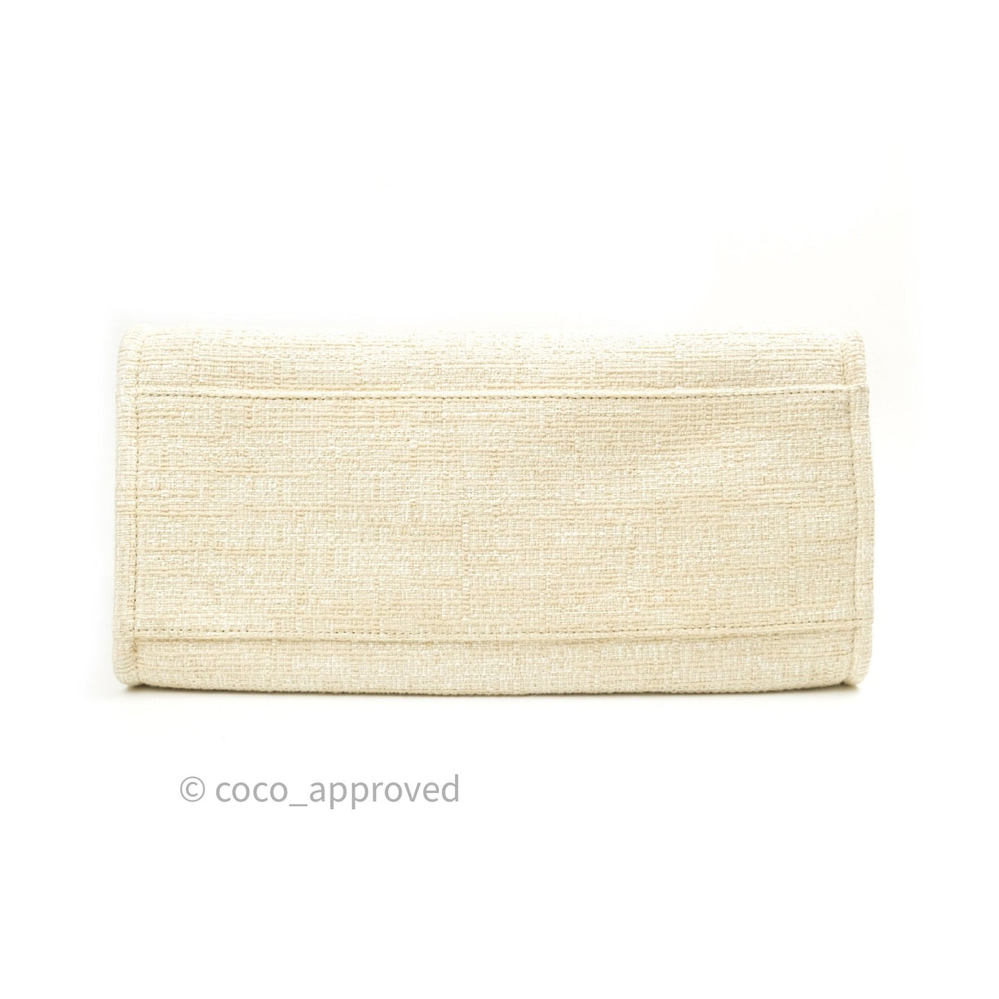Chanel Canvas Large Deauville Tote Ivory Beige Nude Handles