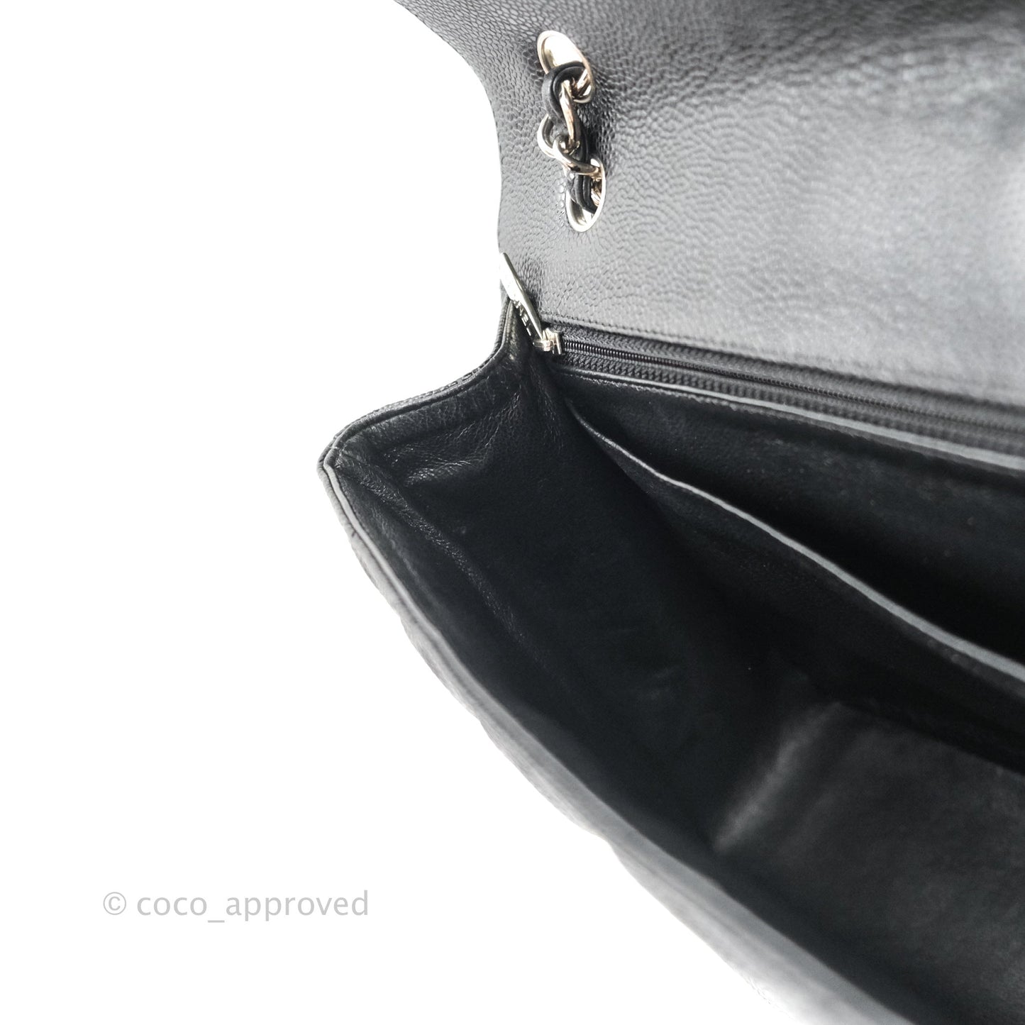 Chanel Single Flap Maxi Caviar Black Silver Hardware