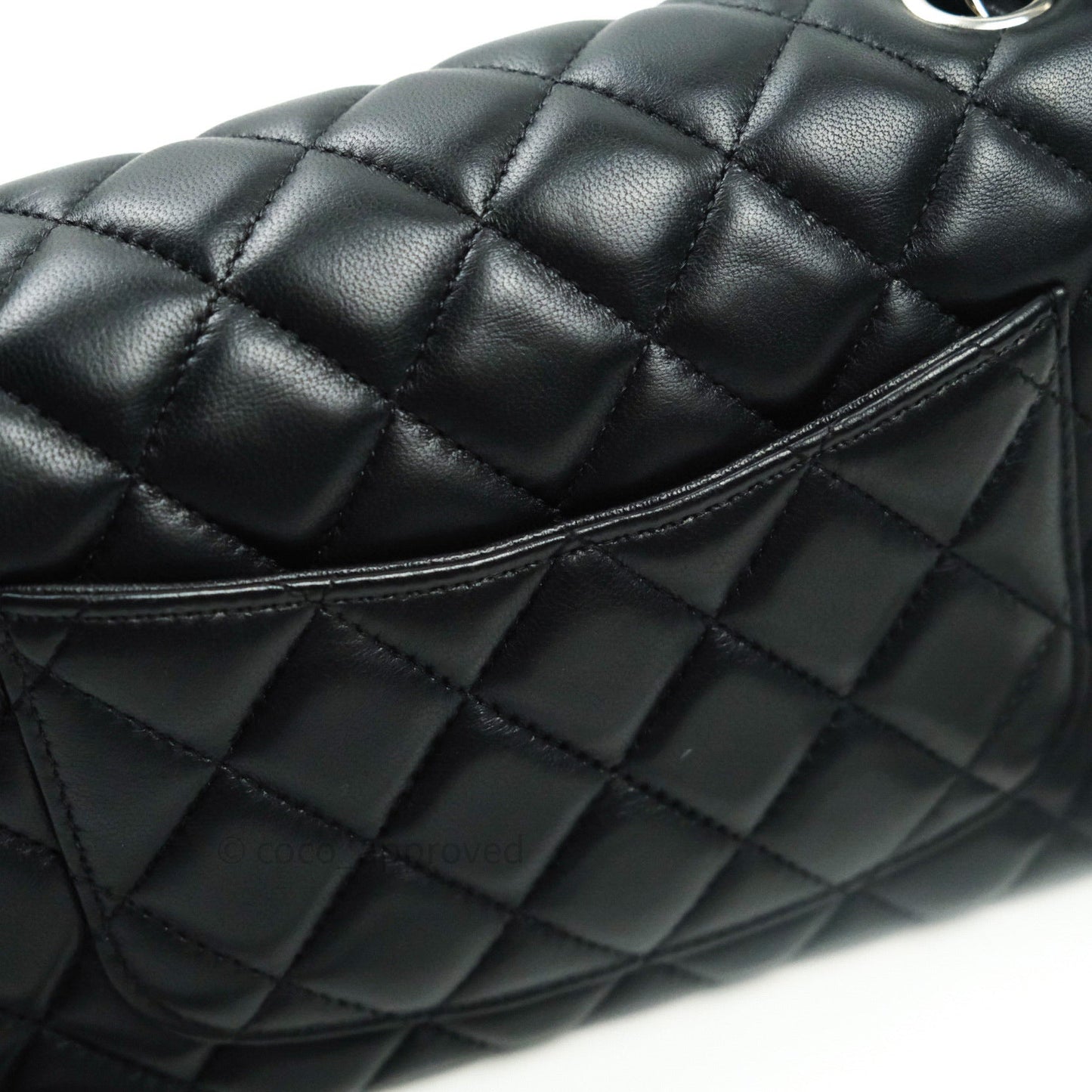 Chanel Quilted Mini Rectangular Black Lambskin Silver Hardware