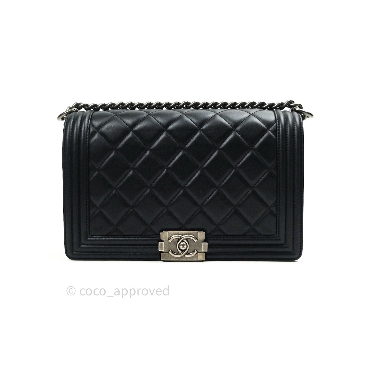 Chanel Quilted Boy New Medium Black Calfskin Ruthenium Hardware