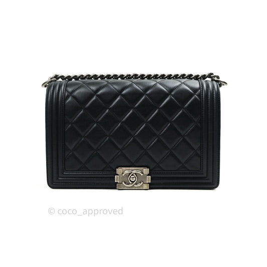 Chanel Quilted Boy New Medium Black Calfskin Ruthenium Hardware