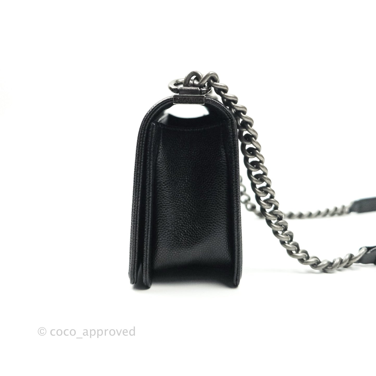 Chanel Boy Quilted Medium Black Caviar Ruthenium Hardware