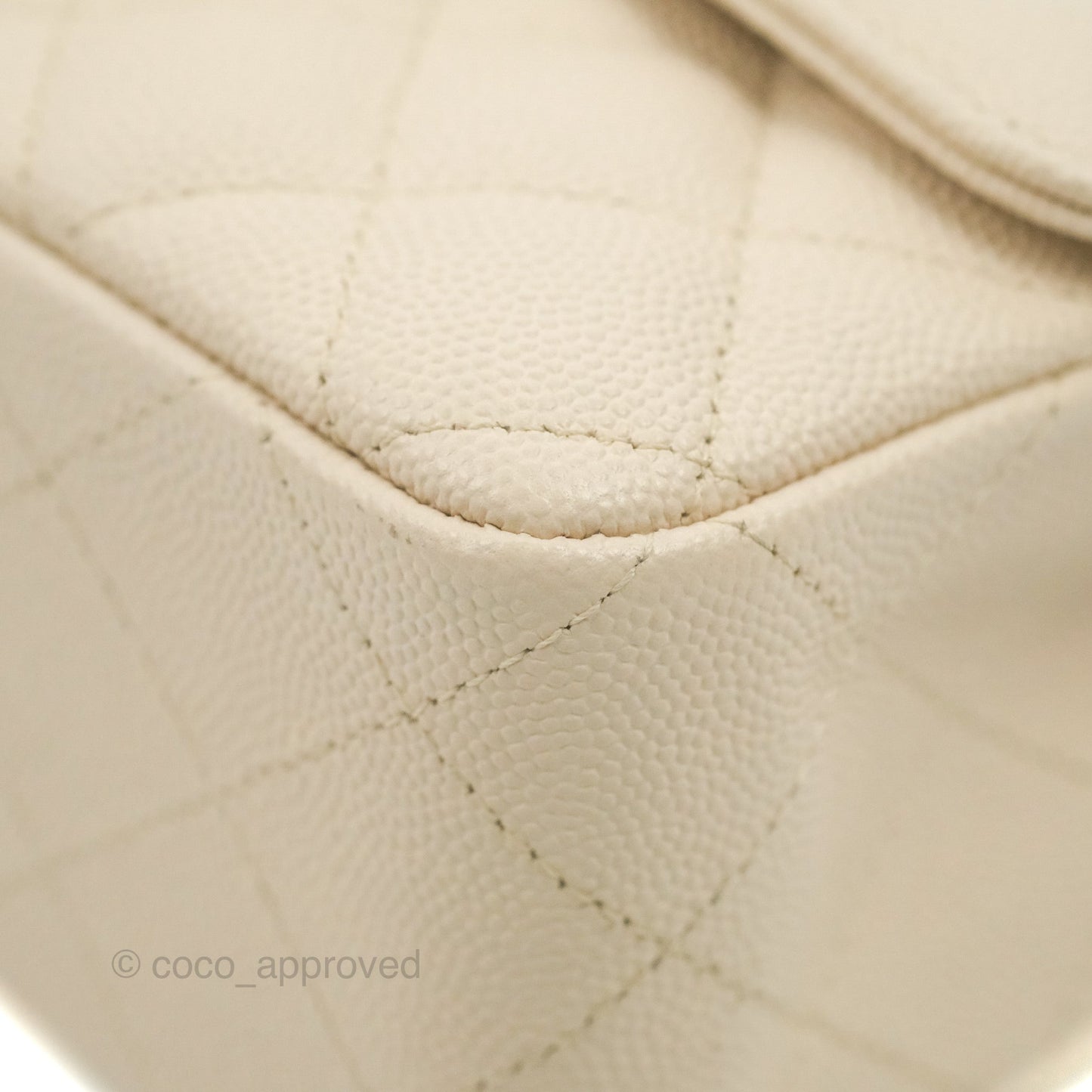 Chanel Quilted Mini Rectangular Ivory Caviar Silver Hardware