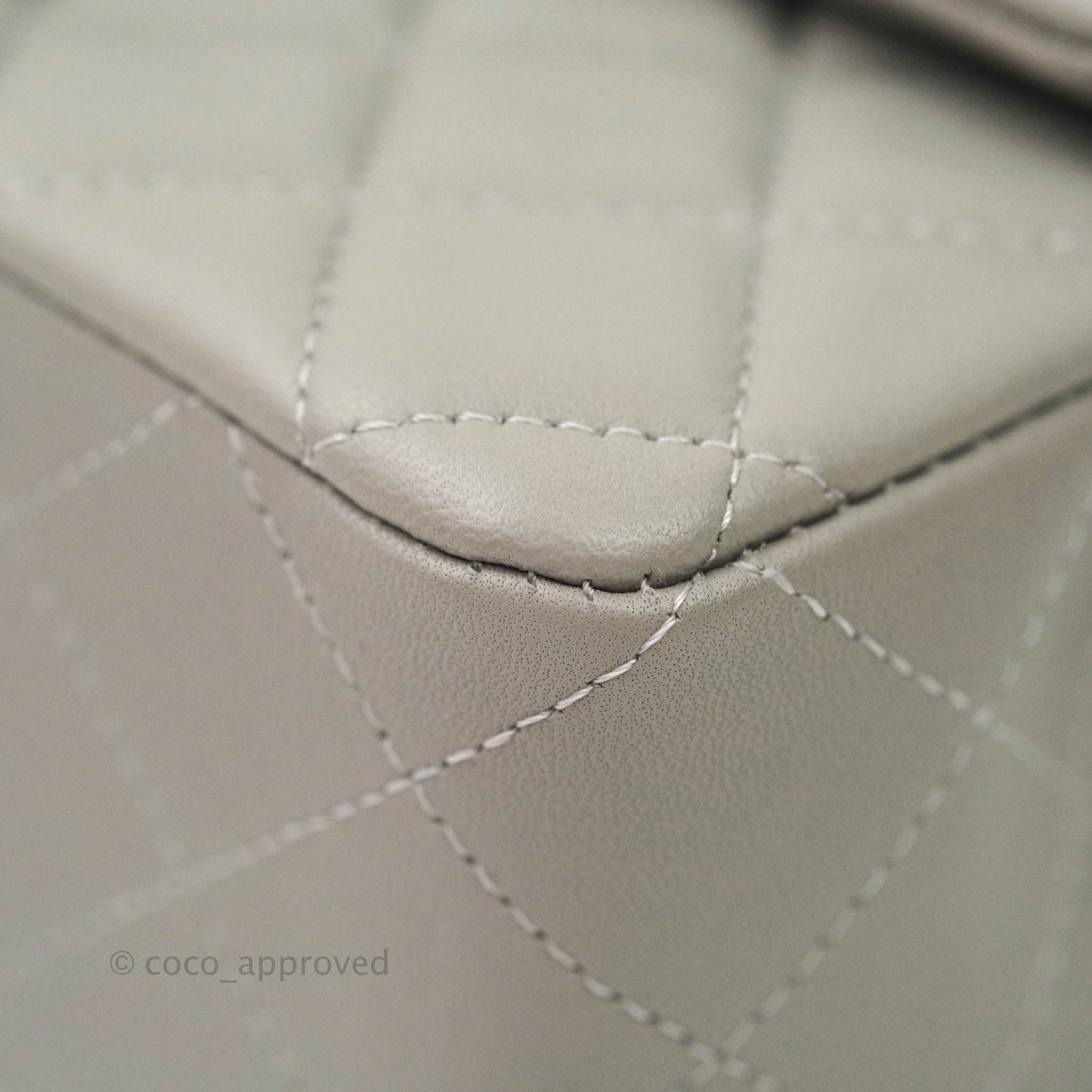 Chanel Quilted Mini Rectangular Flap Grey Lambskin Silver Hardware 19B