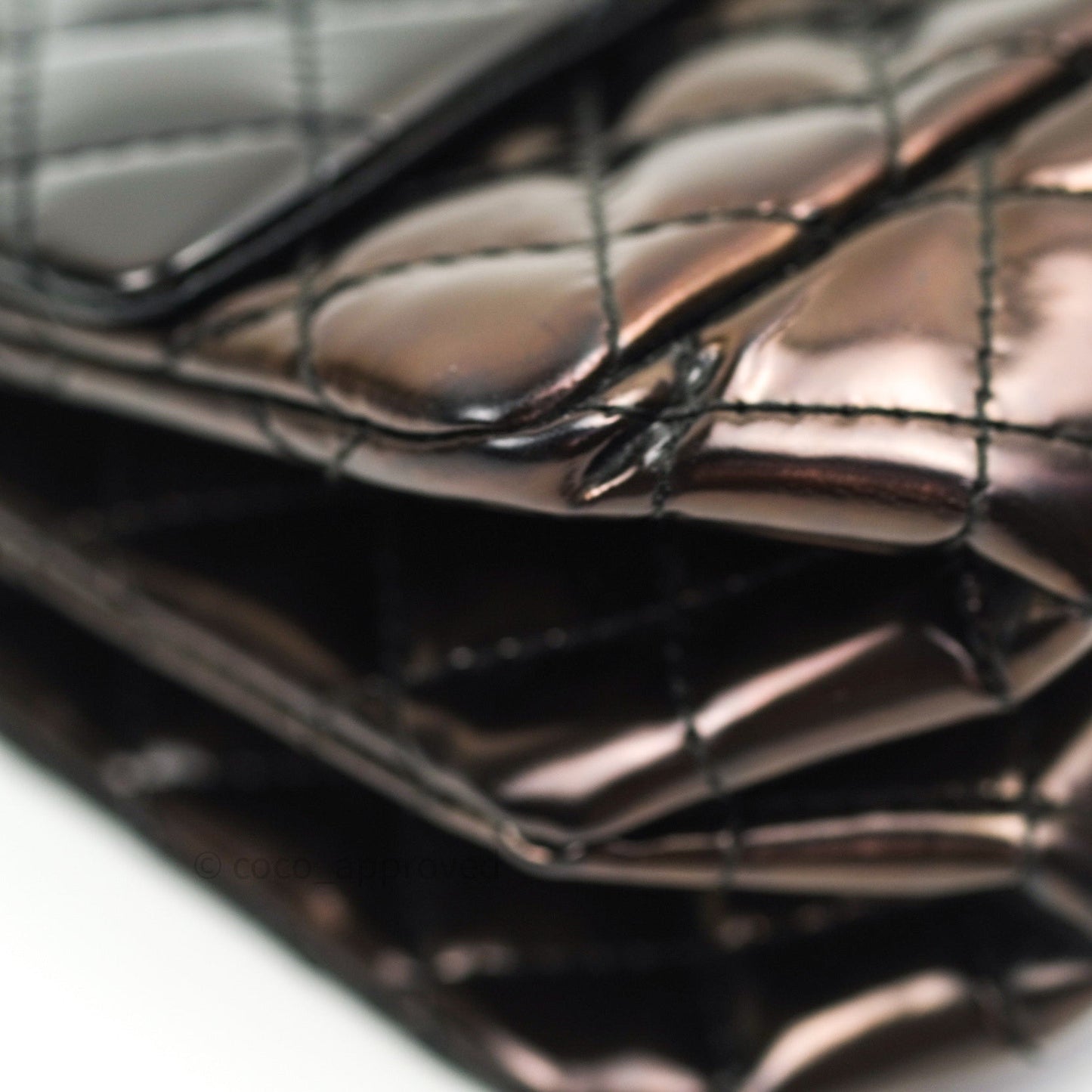 Chanel Quilted Accordion Reissue Black Patent Leather Gold Hardware 2.55 Flap