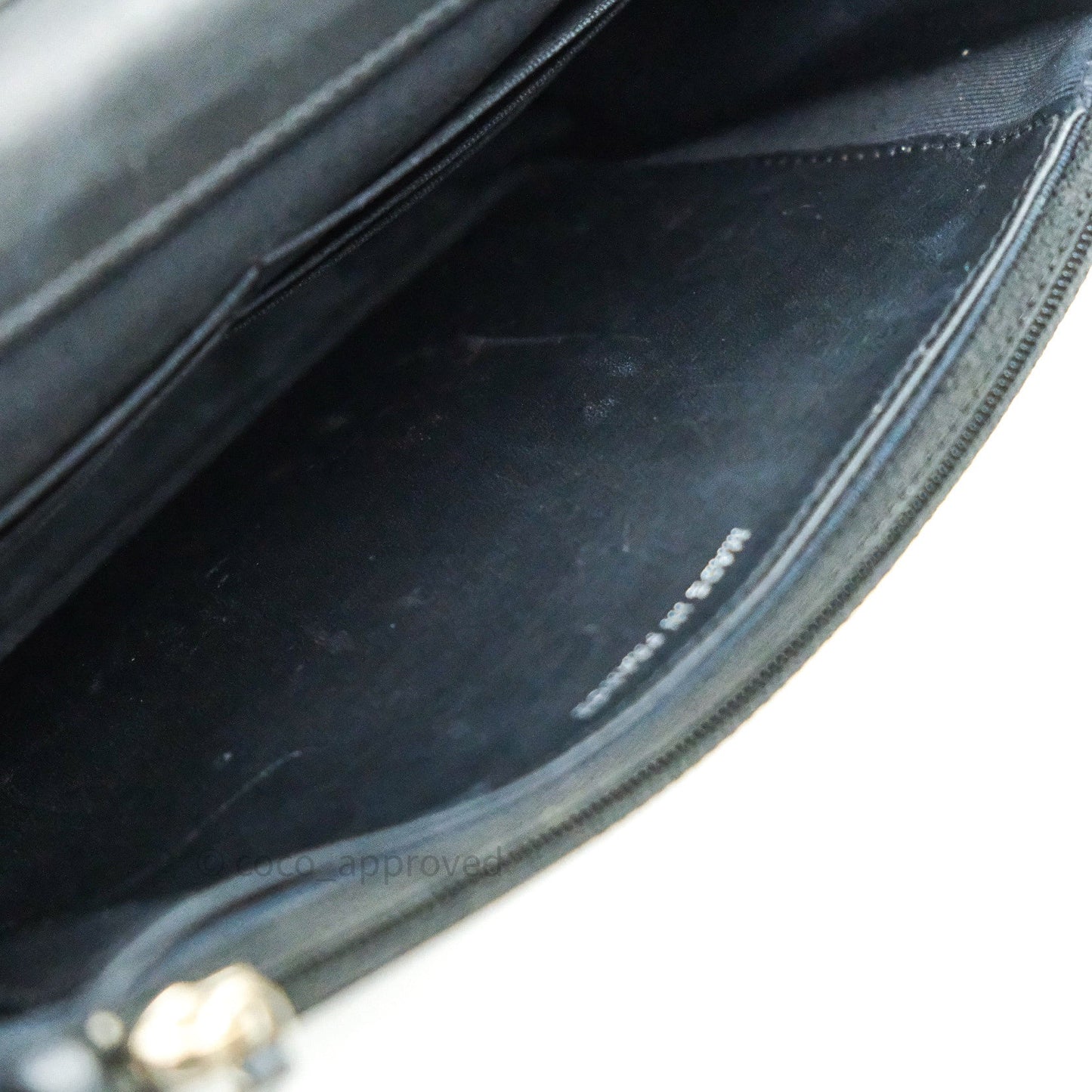 Chanel Quilted Wallet on Chain WOC Black Patent Leather Silver Hardware