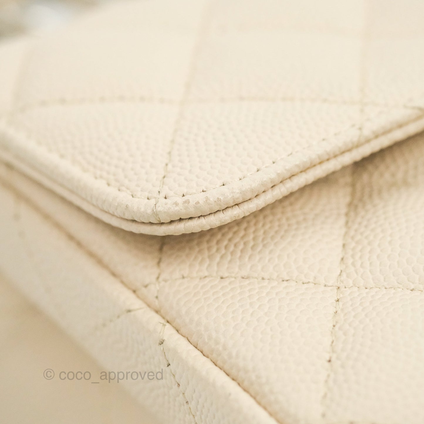 Chanel Quilted Mini Rectangular Ivory Caviar Silver Hardware