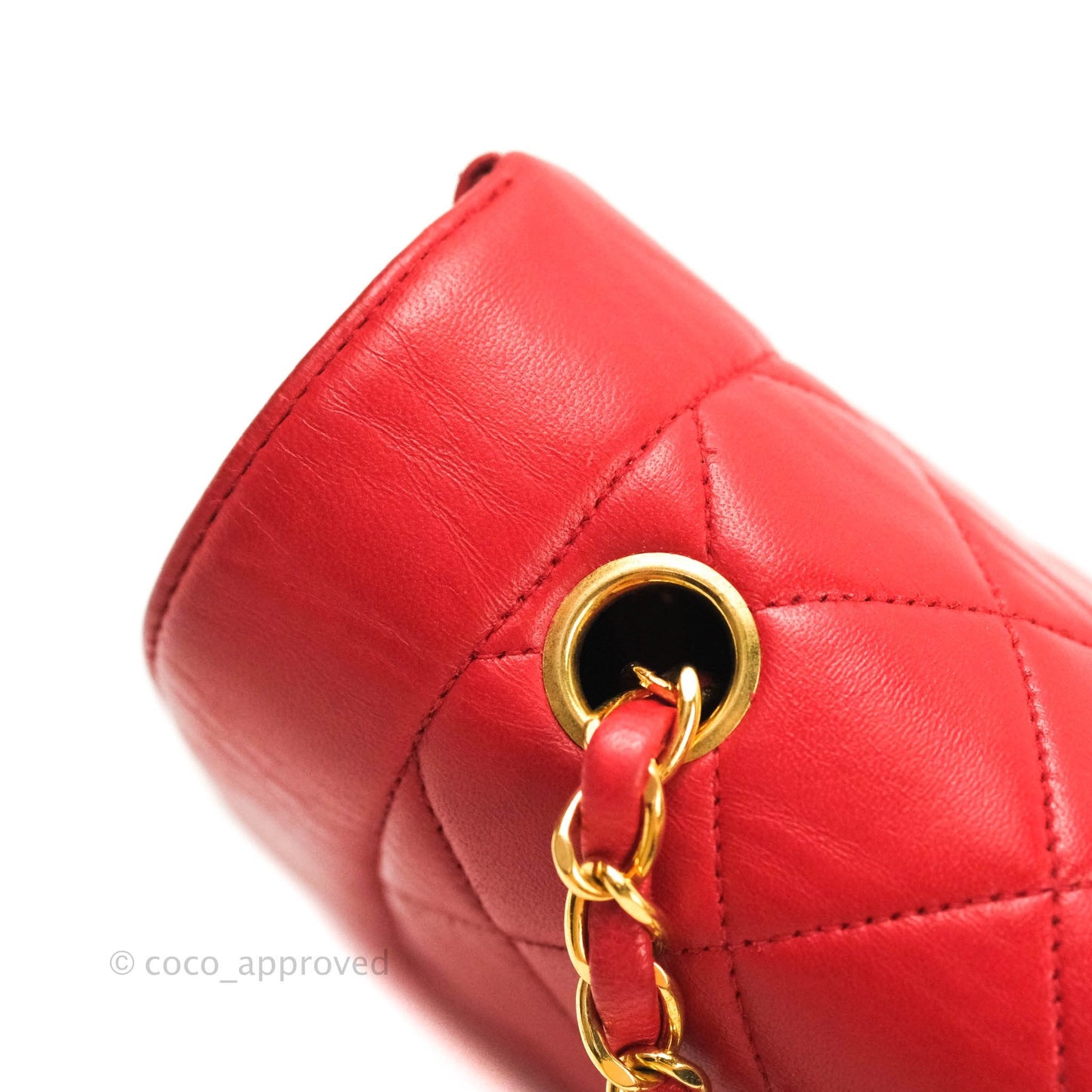 Chanel Red Quilted Lambskin Medium Vintage Classic Diana Flap Bag