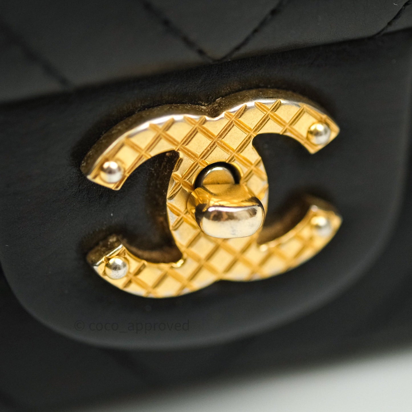 Chanel Chevron Rock The Corner Mini Black Calfskin Gold Hardware 18A