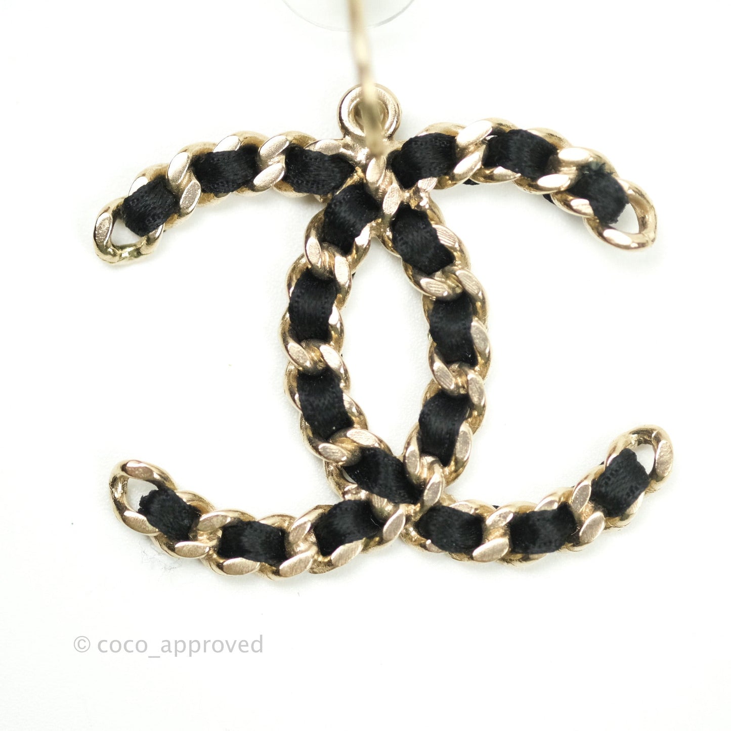 Chanel Satin CC Chain Earrings Light Gold