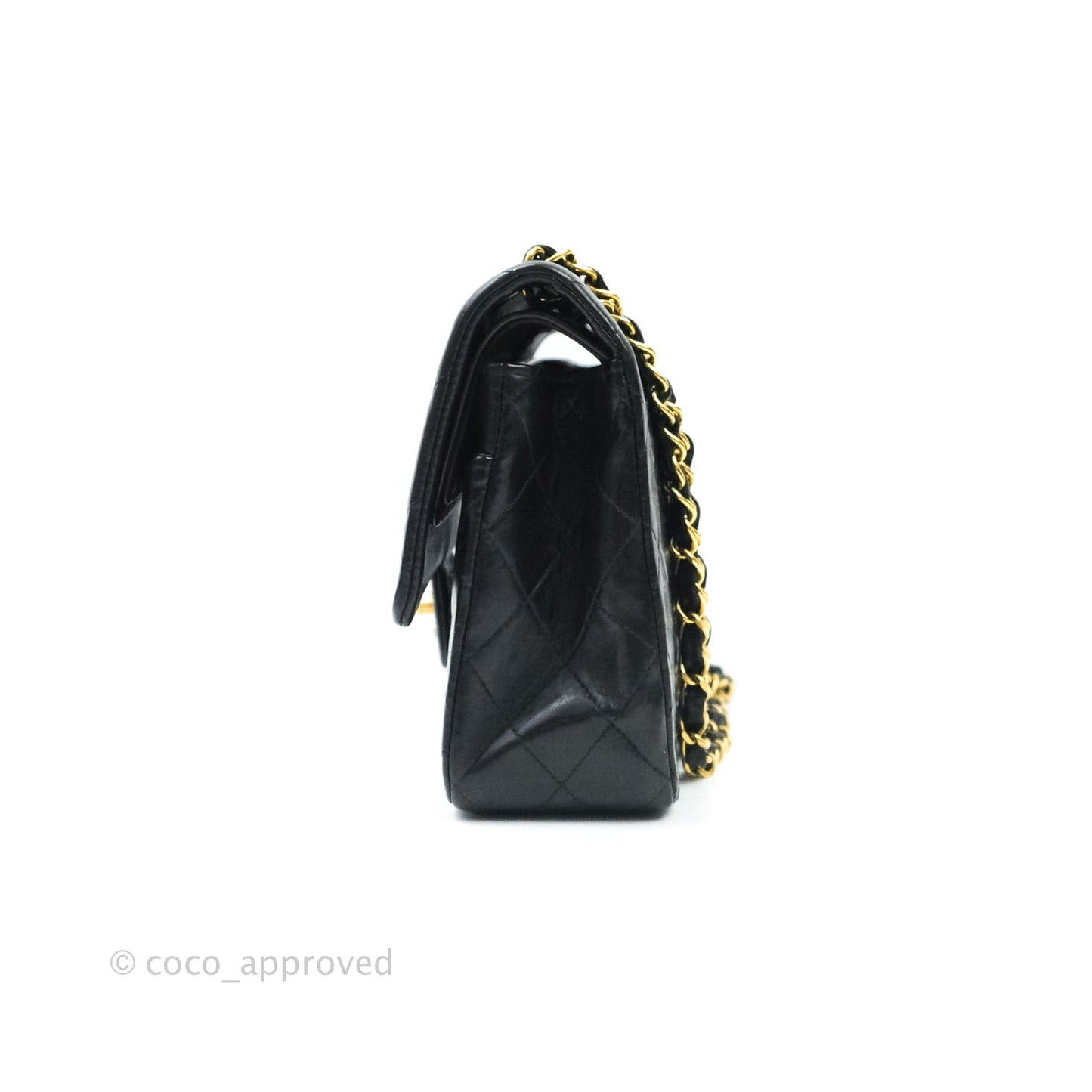 Chanel Vintage M/L Medium Double Flap Bag Black Lambskin 24K Gold Hardware