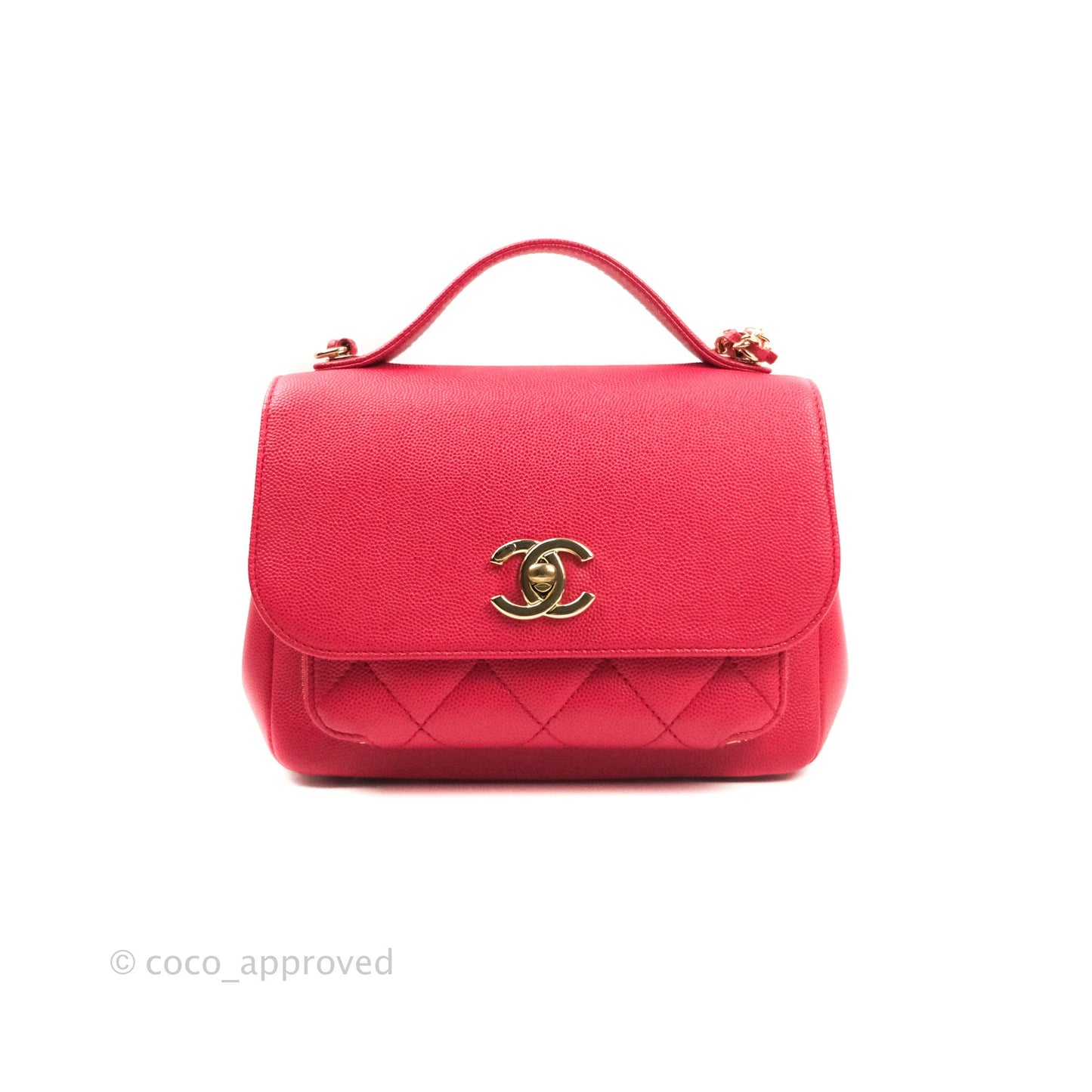 Chanel Quilted Small Business Affinity Flap Rosy Red Caviar Gold Hardware