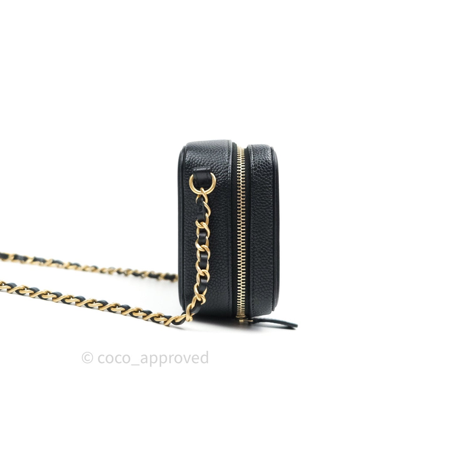 Chanel Quilted CC Filigree Vanity Clutch With Chain Black Caviar