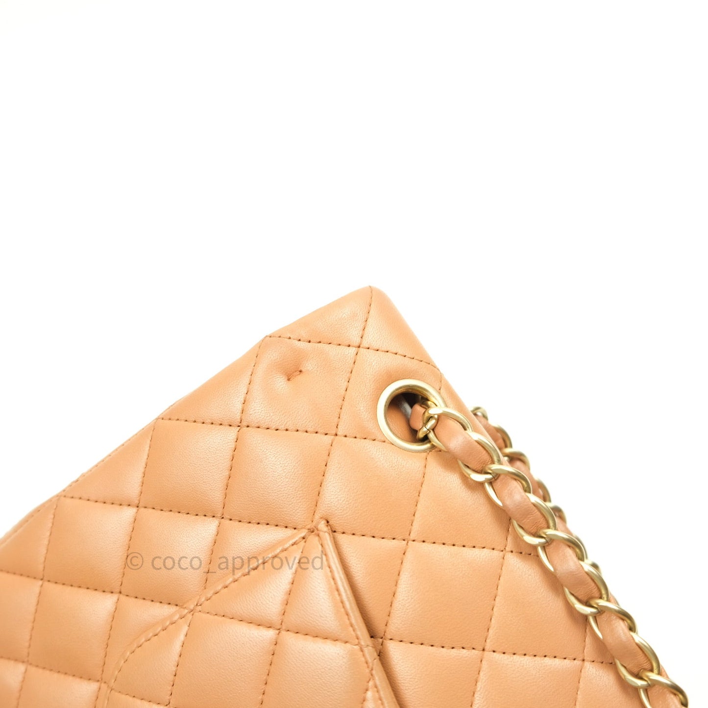 Chanel Classic M/L Beige Lambskin Gold Hardware