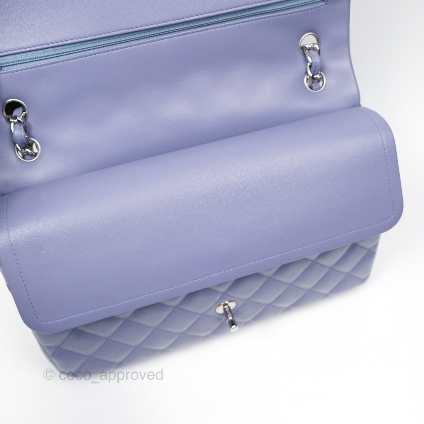 Chanel Jumbo Double Flap Lavender Blue Lambskin Silver Hardware⁣⁣