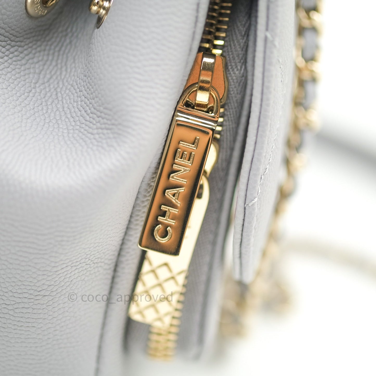 Chanel Quilted Small Business Affinity Flap Grey Caviar Light Gold Hardware