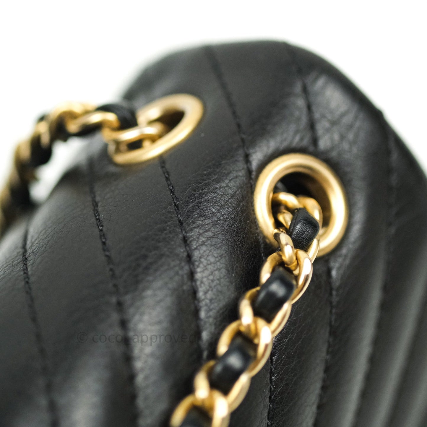 Chanel Chevron Rock The Corner Mini Black Calfskin Gold Hardware 18A