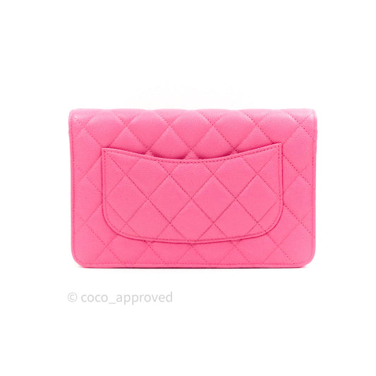 Chanel Caviar Quilted Wallet on Chain WOC Pink Light Gold Hardware 20S