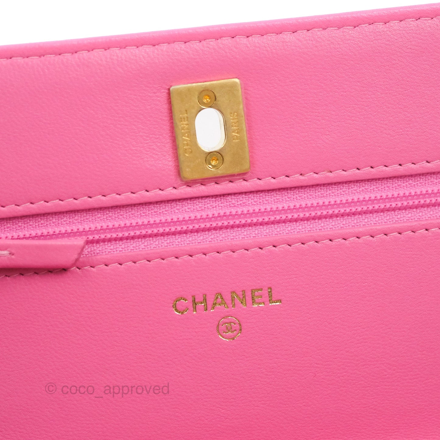 Chanel Quilted Pearl Crush Wallet on Chain WOC Pink Lambskin Aged Gold Hardware
