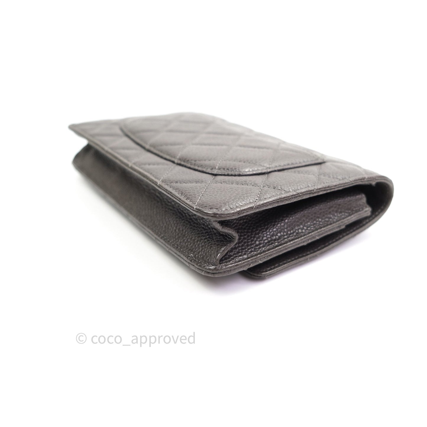 Chanel Quilted Wallet on Chain WOC Dark Grey Caviar Silver Hardware