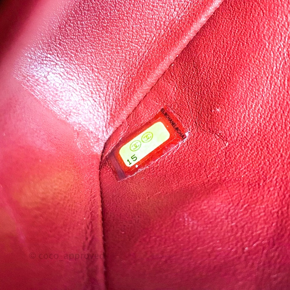 Chanel Classic M/L Medium Double Flap Dark Red Lambskin Gunmetal Hardware